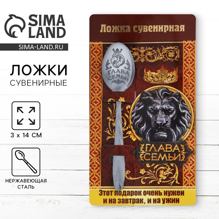 Ложка чайная «Глава семьи», на открытке, 3×14 см - Фото 1