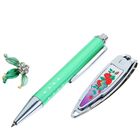 Набор подарочный 3в1: ручка, брошь, кусачки, цвет зелёный - Фото 2