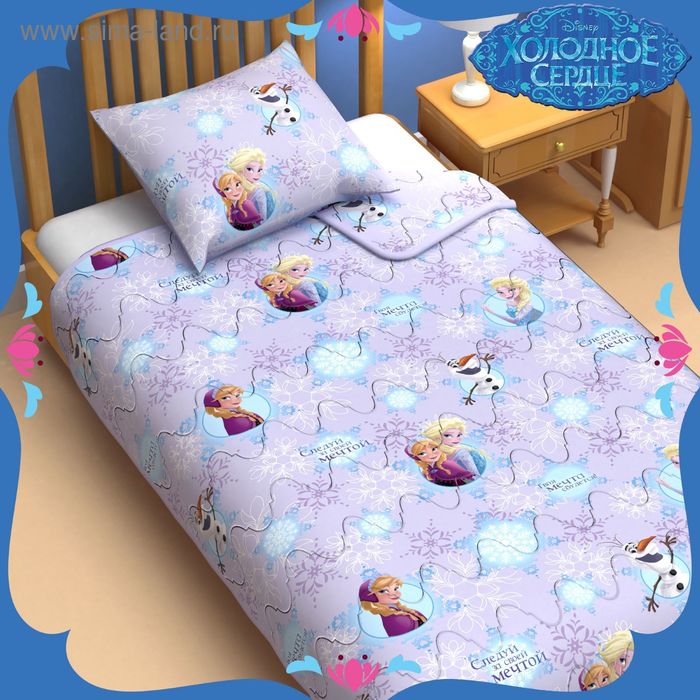 Одеяло 1,5 сп "Холодное сердце" 140*205 см файбер, поплин, 200 г/м2 - Фото 1