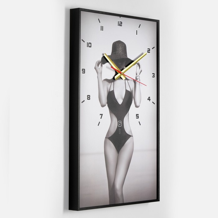 Часы-картина настенные, серия: Люди, "Девушка в шляпе", 57 х 35 х 4 см - фото 1905349381