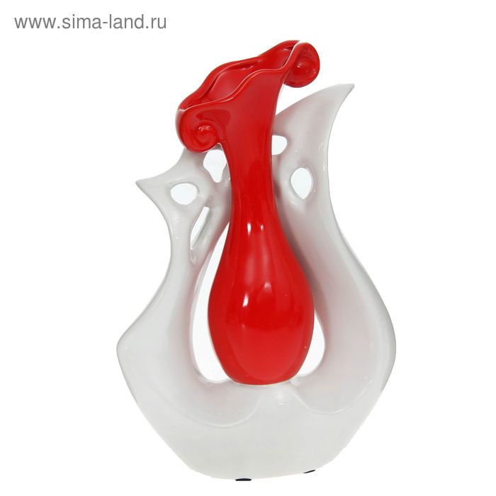 ваза керамика абстракция красн/черн 27,5*18 см - Фото 1