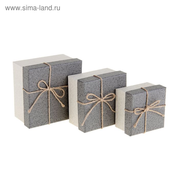 Набор коробок 3 в 1 "Классика", серый, 13 х 13 х 7,5 - 9 х 9 х 5,5 см - Фото 1
