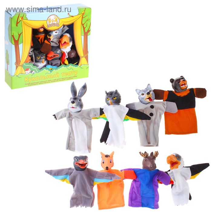 Кукольный театр "Дикие животные и птицы" 8 кукол 68346 - Фото 1