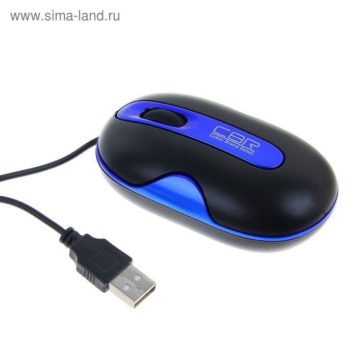 Мышь CBR CM-200, проводная, оптическая, 1200dpi, slim-корпус, мини, USB, синяя - Фото 1
