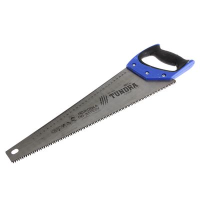 Ножовка по дереву ТУНДРА, 450 мм, 7-8 TPI, толщина 1.2 мм, 3D заточка, калёный зуб, рук-ка 2К