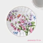 Чайная пара Доляна «Колокольчики», чашка 250 мл, блюдце d=15 см, керамика, белая - Фото 3