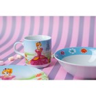 Набор детской посуды из керамики Доляна «Волшебница», 3 предмета: кружка 230 мл, миска 400 мл, тарелка d=18 см, цвет белый - фото 10046839