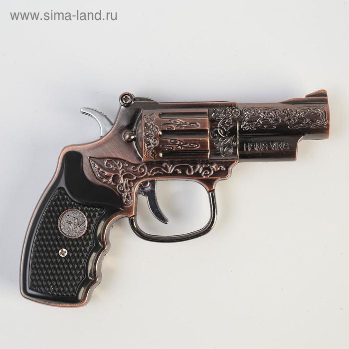 Зажигалка газовая "Револьвер", пьезо, бронза - Фото 1