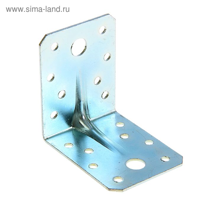 Уголок крепёжный усиленный 70х70х55х2 мм, оцинкованный , в упаковке 40 шт - Фото 1