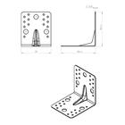 Уголок крепёжный усиленный 105 х 105 х 90 х 2 мм, оцинкованный - Фото 2