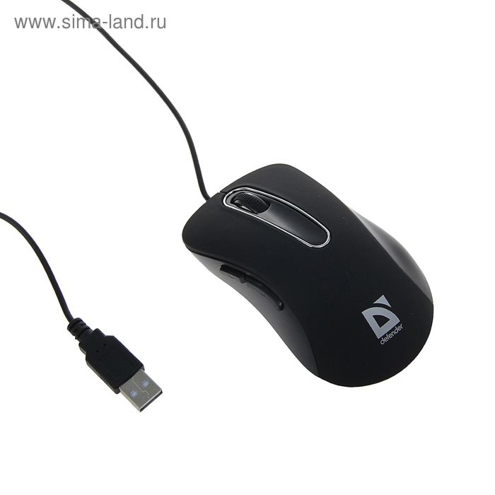 Мышь Defender Datum MM-070, проводная, оптическая, 1000 dpi, 5 кнопок, USB, чёрная - Фото 1