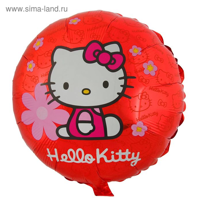 Шар фольгированный 18" Hello Kitty "Цветочки", круг - Фото 1