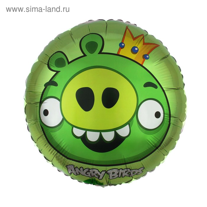 Шар фольгированный 18" Angry Birds "Король свиней", круг - Фото 1