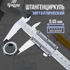 Штангенциркуль ТУНДРА, металлический, с глубиномером, цена деления 0.05 мм, 100 мм - Фото 1