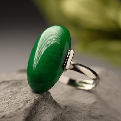Кольцо овал «Хризопраз», безразмерное