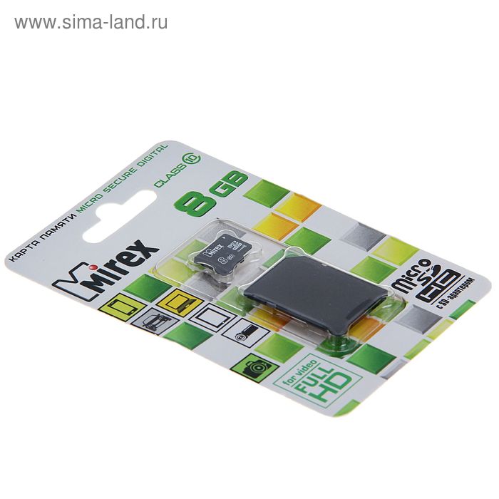 Карта памяти Mirex microSD, 8 Гб, SDHC, класс 10, с адаптером SD - Фото 1