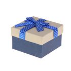 Коробка подарочная "Бант", цвет синий, 9 х 9 х 5,5 см - Фото 1