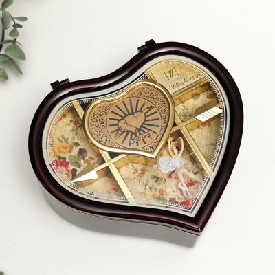 Музыкальная шкатулка «Изогнутое сердце», пластик, 19×17×7 см, МИКС