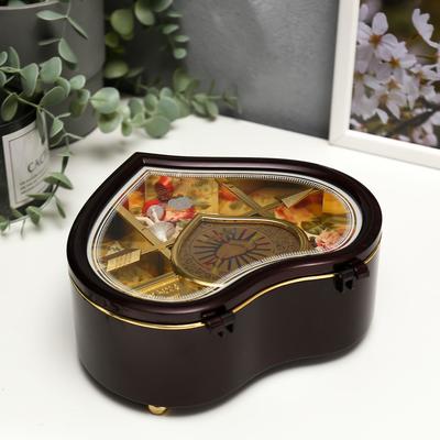 Музыкальная шкатулка «Изогнутое сердце», пластик, 19×17×7 см, МИКС