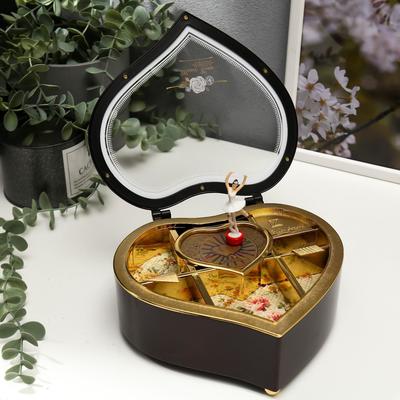 Музыкальная шкатулка «Изогнутое сердце», пластик, 19×17×7 см, МИКС