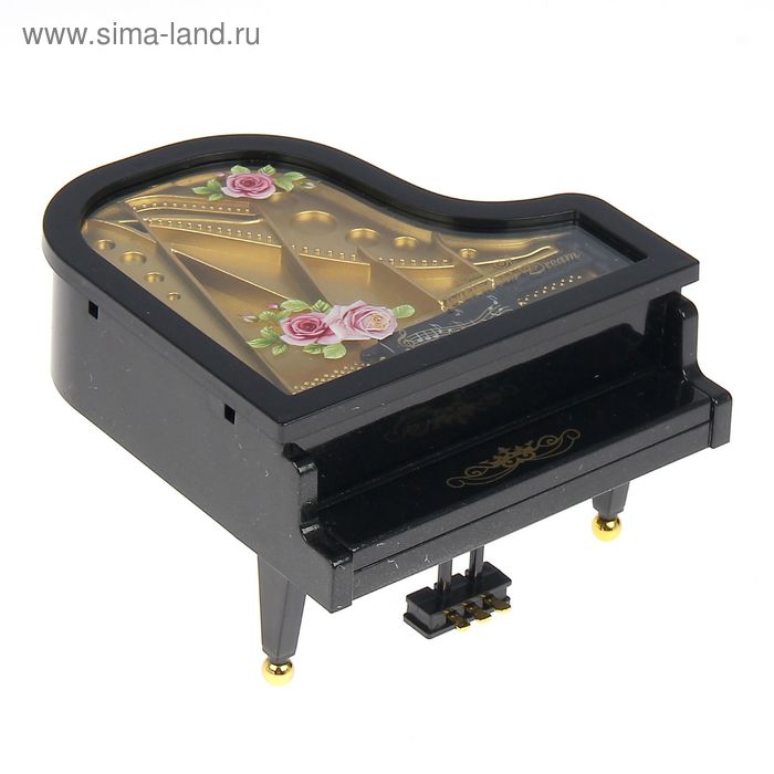 Шкатулка музыкальная пластик "Пианино с розами на крышке" МИКС 11,5х10,5х7 см