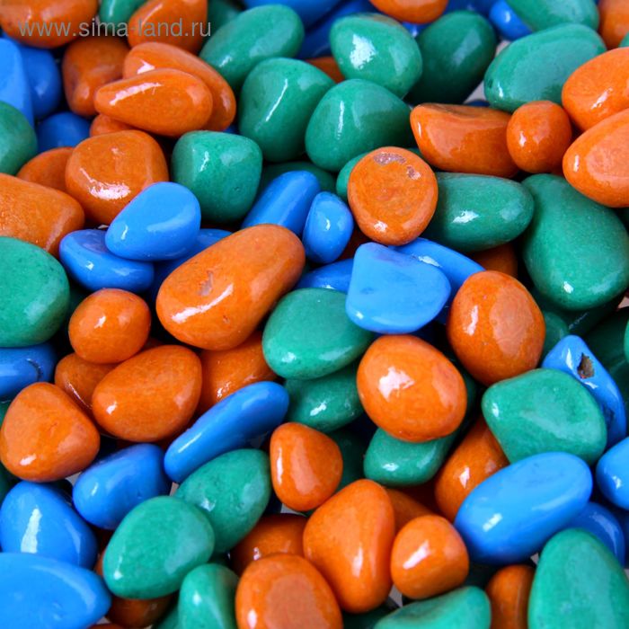 Грунт для аквариума "Галька цветная, оранжевый-салатовый-голубой" 800г фр 8-12 мм - Фото 1