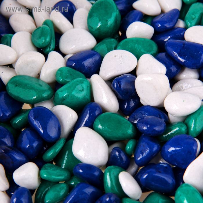 Грунт для аквариума DECOR DE «Галька цветная», фр. 8-12 мм, белый/темно-синий/изумрудный, 800 г - Фото 1