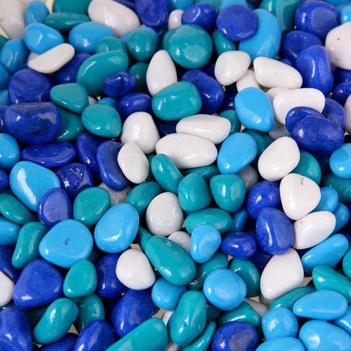 Грунт для аквариума "Галька цветная,  голубой-синий-белый-бирюзовый" 800г фр 8-12 мм - Фото 1