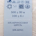 Пряжа для вязания спицами, крючком «Пехорский текстиль. Кроссбред Бразилии», 50% мериносовая шерсть, 50% акрил, 500 м/100 г, (01 белый) - Фото 3