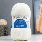 Пряжа для вязания спицами, крючком «Пехорский текстиль. Кроссбред Бразилии», 50% мериносовая шерсть, 50% акрил, 500 м/100 г, (01 белый) - Фото 4