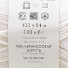 Пряжа для вязания спицами, крючком «Пехорский текстиль. Австралийский меринос», 95% мериносовая шерсть, 5% акрил объёмный 400 м/100 г, (01 белый) - Фото 3