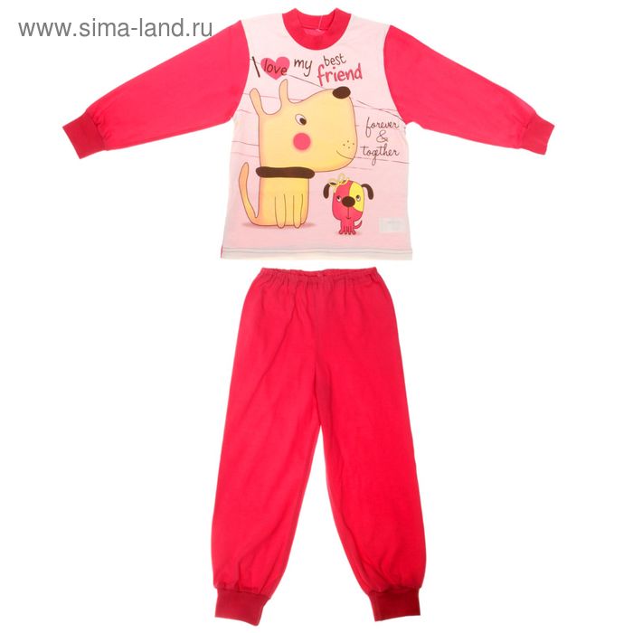 Пижама для девочки, рост 104 (3-4 года), цвет коралл/экрю М319_Д - Фото 1