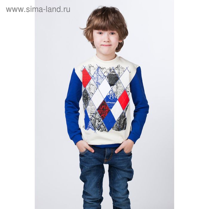 Джемпер для мальчика "Ромб", рост 110-116 см (60), цвет кремовый/синий Р827600 - Фото 1