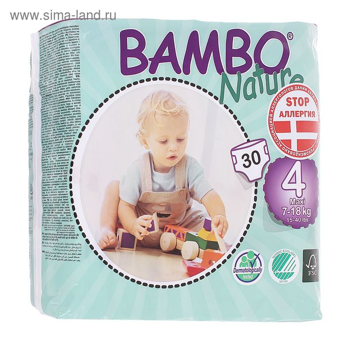 Подгузники Bambo Nature Maxi (7-18 кг), 30 шт. - Фото 1