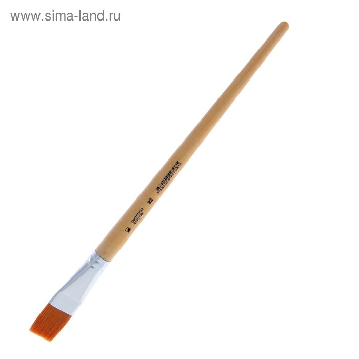 Кисть Синтетика Плоская, серия "Хобби" упругая №22, d-22 мм, L-26 мм (удлинённая ручка) - Фото 1