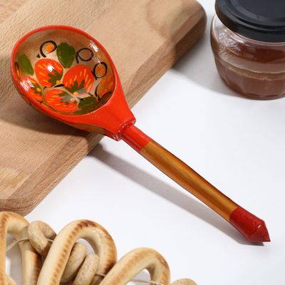 Ложка деревянная «Хохлома», полубаская, МИКС