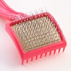 Щётка - пуходёрка средняя жесткая с каплями, основание 59×49 мм, розовая - Фото 5