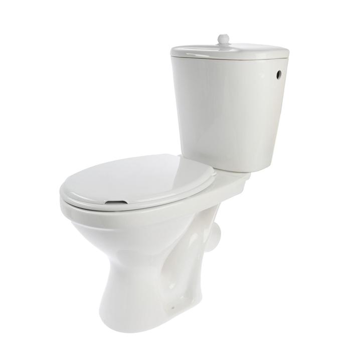 Унитаз компакт ЛЗСФ «Универсал Эконом», боковая подводка, косой выпуск, сиденье, шток - Фото 1