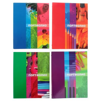 Папка-портфолио А4, на кольцах, МИКС
