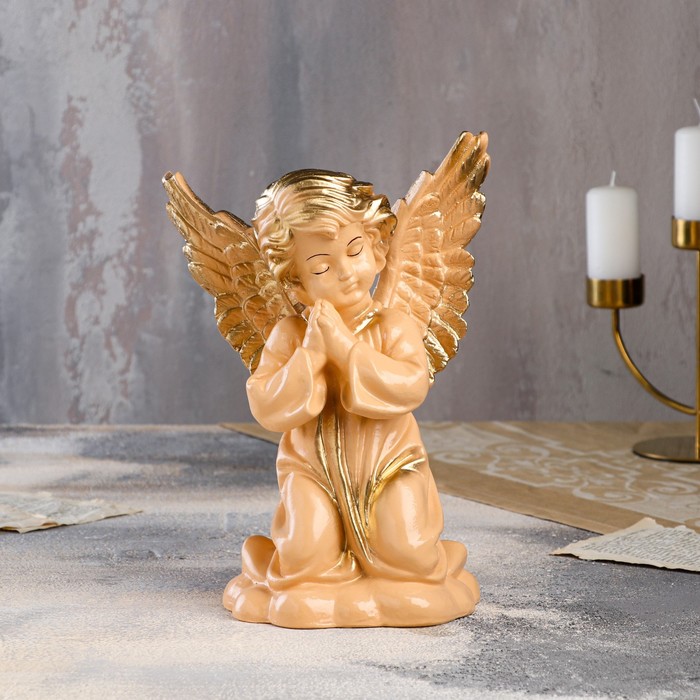 Статуэтка "Ангел с крыльями", бежевая, гипс, 27 см - Фото 1