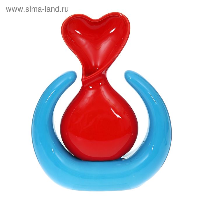 ваза керамика абстракция красн/голубая 22*18 см кувшин - Фото 1