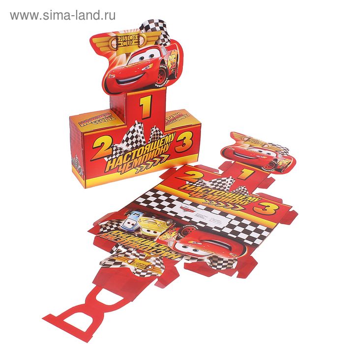 Коробка подарочная "Настоящему чемпиону": Тачки, 30 х 8 х 22 см - Фото 1