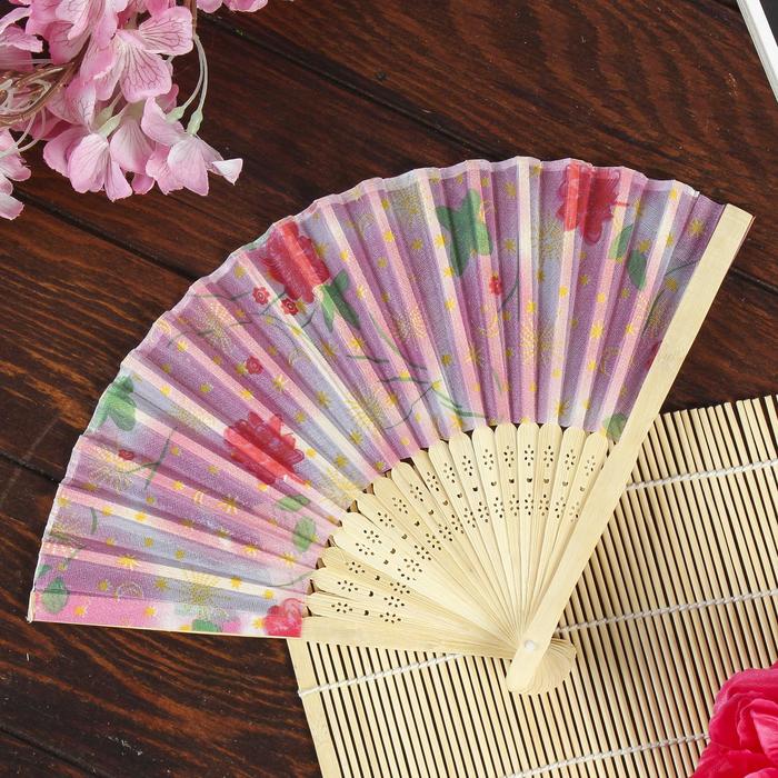 Веер складной «Цветы», h=21 см, рисунок МИКС - Фото 1