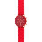 Часы наручные женские 3 циферблата, силиконовый ремешок красный ,микс - Фото 1