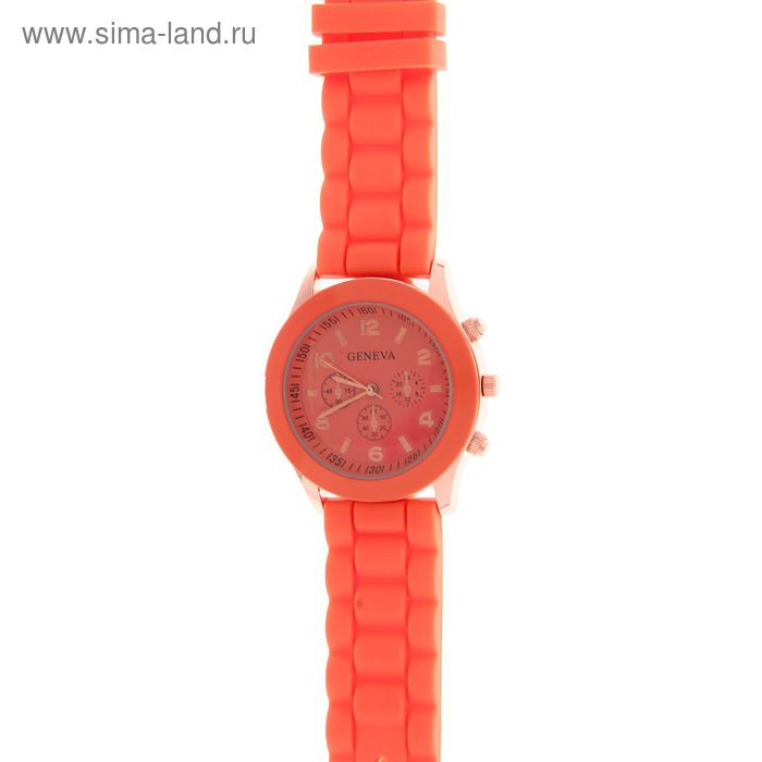 Часы наручные женские 4 циферблата, силиконовый ремешок оранжевый - Фото 1