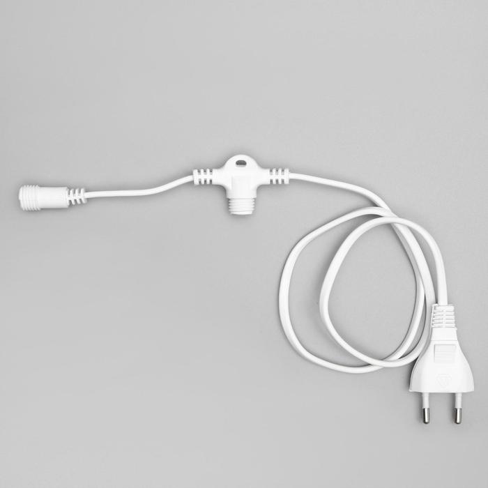 Шнур питания для сосулек 2 выхода, белая нить - Фото 1