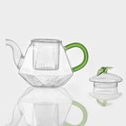 Заварочный чайник «Грин», 600 мл, стеклянное сито, прозрачный - Фото 2