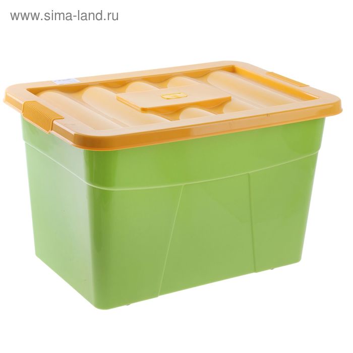 Ящик для игрушек на колёсиках, с крышкой, цвет зелёный - Фото 1