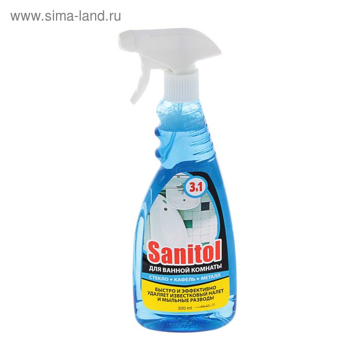 Средство для удаления известкового налета и мыльных разводов Sanitol с распылителем, 500 мл   120155 - Фото 1
