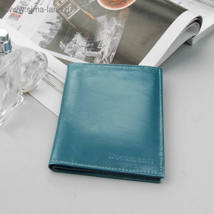 Обложка для автодокументов и паспорта, 5 карманов для карт, цвет голубой глянцевый - Фото 1